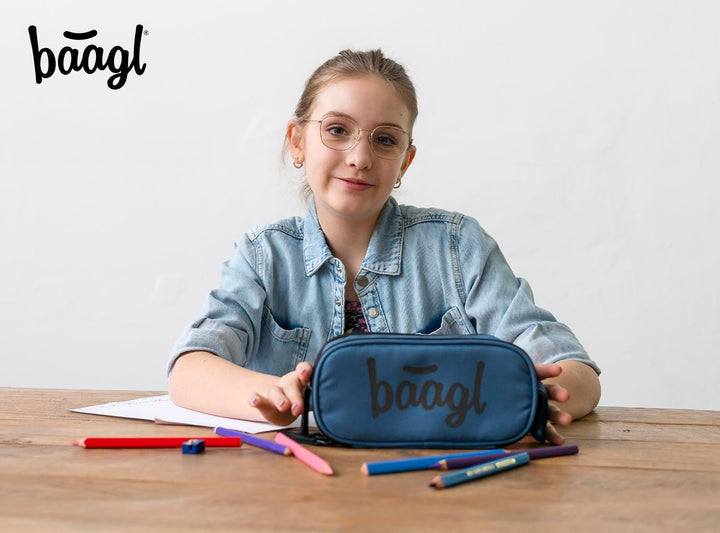 Baagl Federmäppchen Schule Federmappe mit 3 Fächer Teenager - Ocean Blue | Diese Federtasche und das