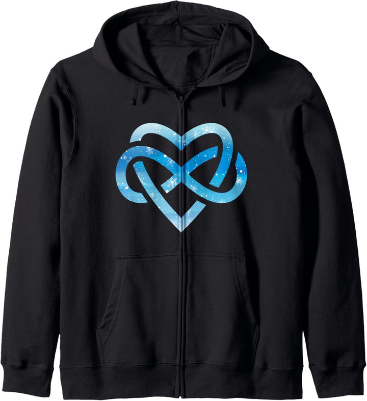Polyamory blau/weiss Schneeflocke Winter Infinite Heart Love Kapuzenjacke