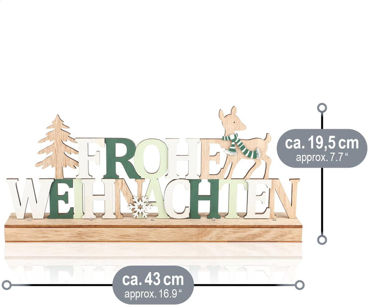 COM-FOUR® LED Deko Aufsteller aus Holz - beleuchteter Schriftzug auf Holzsockel - Deko-Schriftzug zu