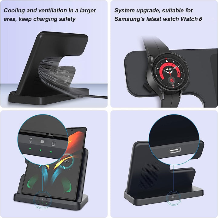 3 in 1 Induktive Ladestation für Samsung, Wireless Charger Kabelloses Ladegerät for Galaxy S25/S24/S