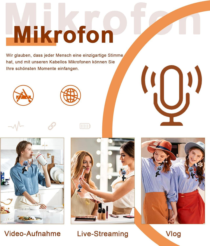 Lavalier Mikrofon Kabellos, Handy USB C Mikrofon für i*Phone iPad Android Handy, Plug and Play Mini