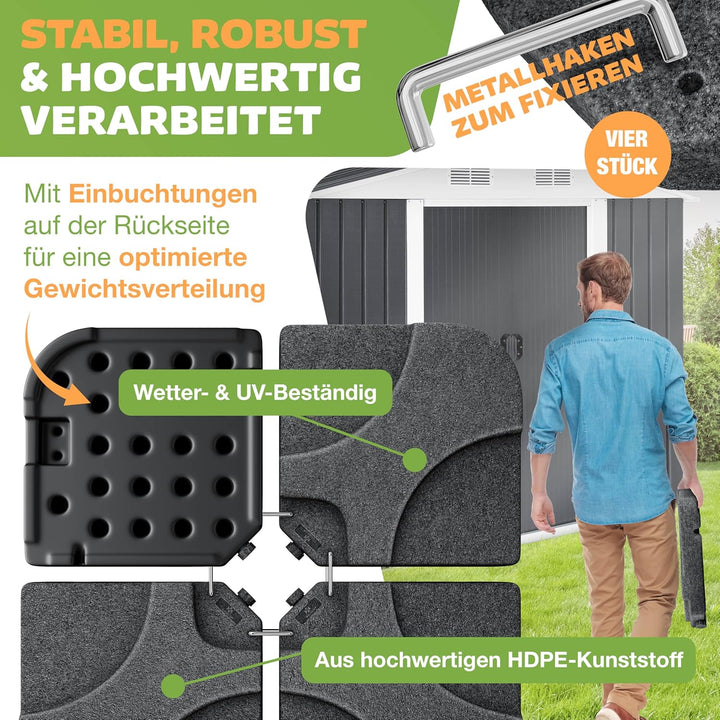 KESSER® Sonnenschirmständer 4-teilig Schirmgewicht Schirmständer für Ampelschirm Bodenkreuz 60 Liter