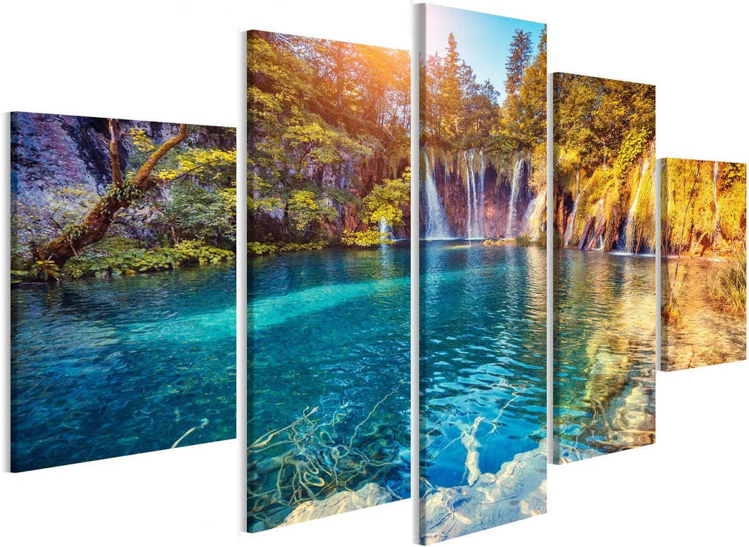 islandburner Bild Bilder auf Leinwand majestätische Ansicht auf Türkiswasser und sonnige Strahlen im