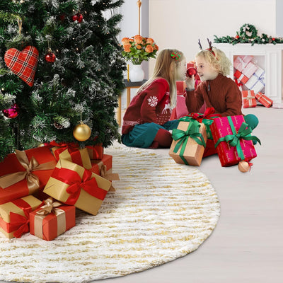 Lewondr Weihnachtsbaum Rock, 48 Zoll Weihnachtsbaumdecke Rund Christbaumdecke mit Bronziermuster aus