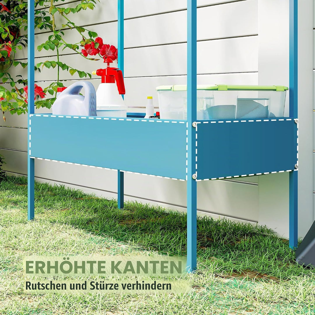 Outsunny Pflanzenregal mit 2 Ebenen, Pflanzenhalter aus Metall mit Haken, Pflanzenhalter in Form ein