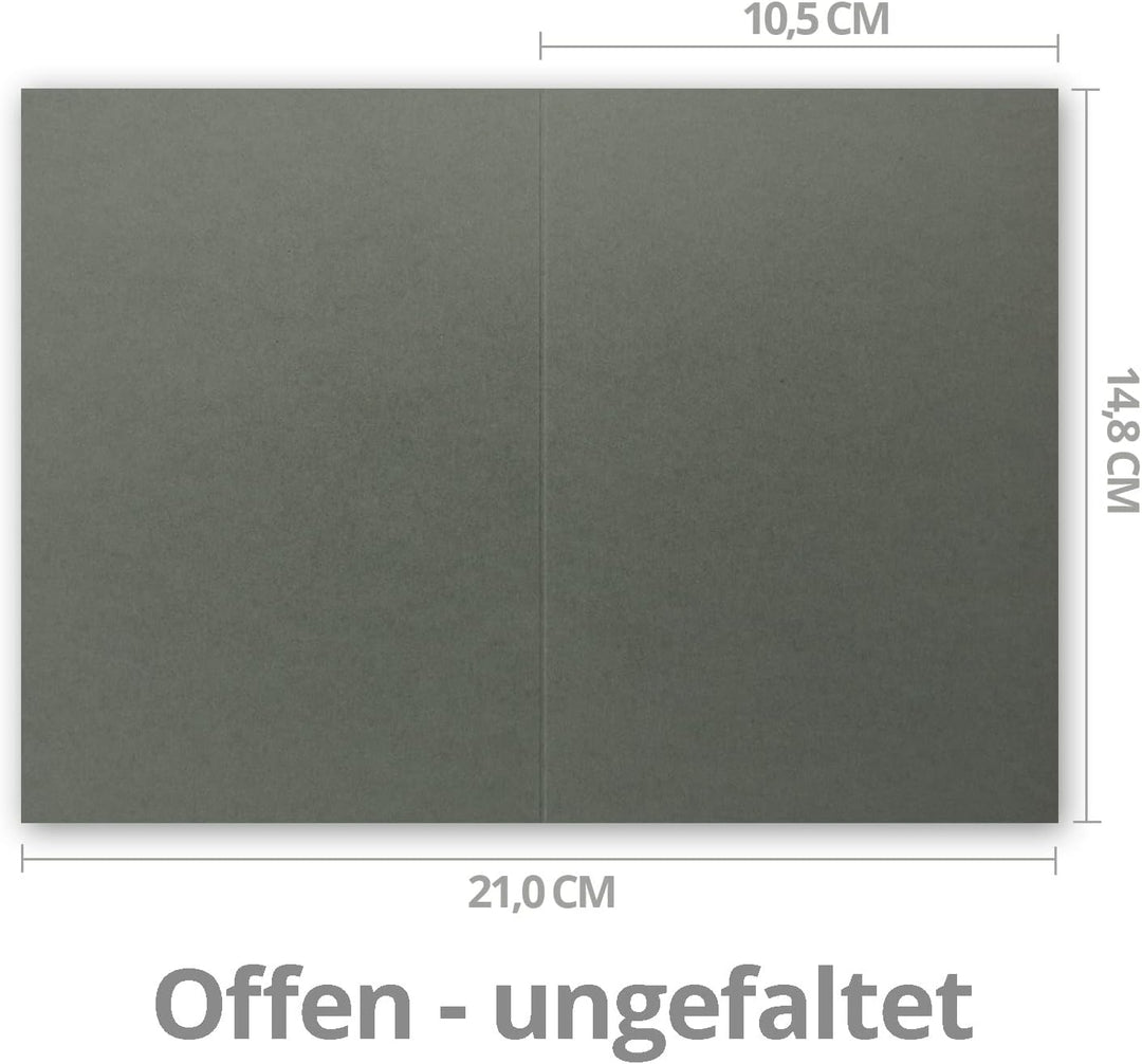 Faltkarten SET mit Brief-Umschlägen DIN A6 / C6 in Anthrazit-Grau - 150 Sets - 14,8 x 10,5 cm - Seri