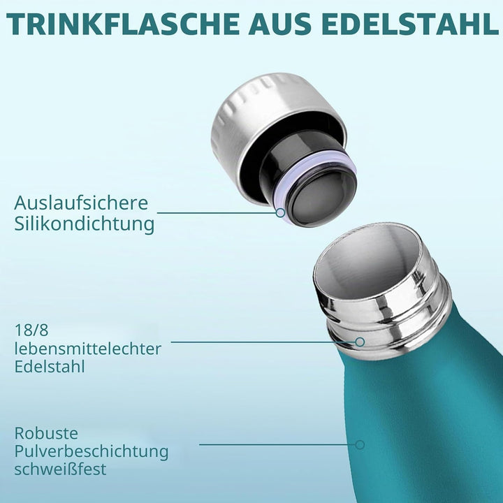 HoneyHolly Trinkflasche Edelstahl, Thermosflasche 1000ML, BPA-frei Auslaufsichere Vakuum Isolierte,