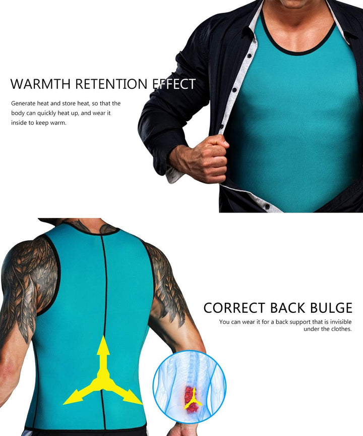 NOVECASA Herren Neopren Sweatweste Männer mit Reissverschluss Sauna Weste Kompressionsweste Tank Top
