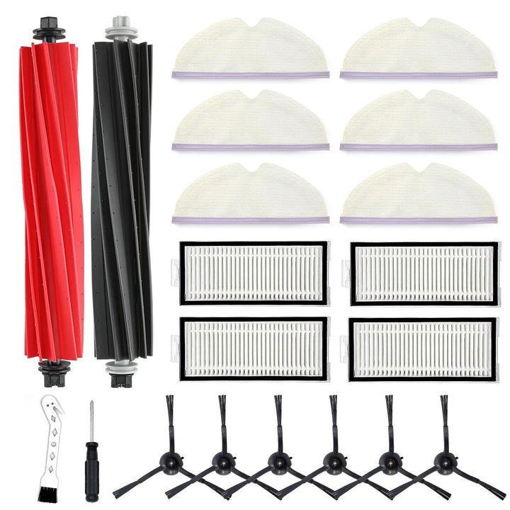 Zubehör für Roborock Q5 Pro/Q5 Pro+/Q8 Max/Q8 Max+ | 2 Hauptbürsten + 4 HEPA-Filter + 6 Wischtücher