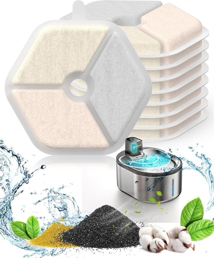 oneisall 9 Pack Ersatzfilter für kabellosen 4L Katzenbrunnen mit Bewegungsmelder, 9 Pack Ersatzfilte