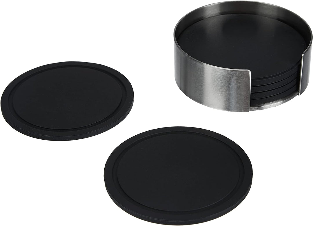 ZACK 20384 Vetro Glasuntersetzer mit Halter, Silikon, Set 6, 9 cm