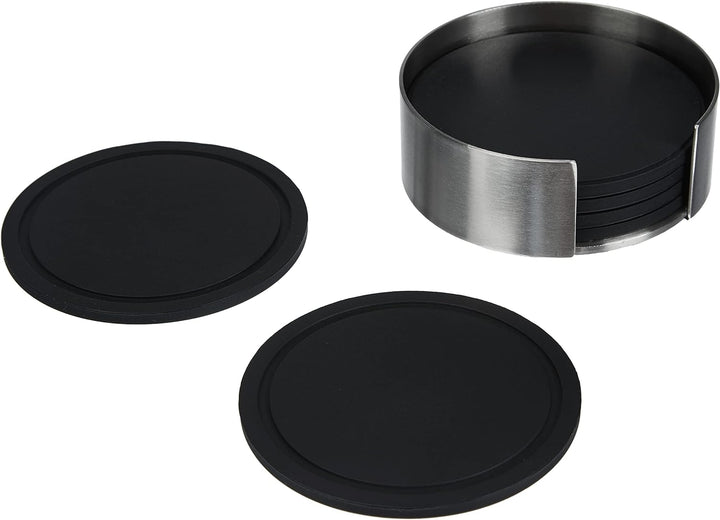 ZACK 20384 Vetro Glasuntersetzer mit Halter, Silikon, Set 6, 9 cm