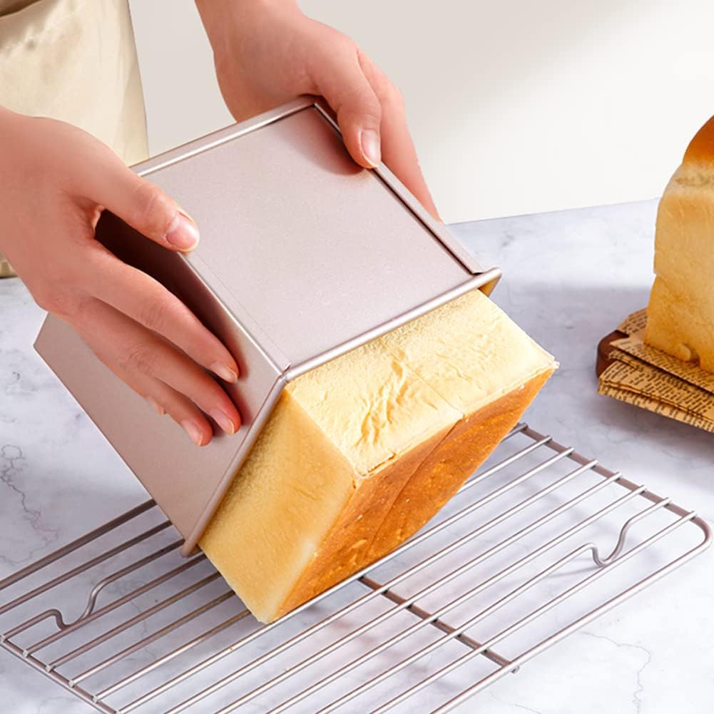 CANDeal Für 450g Teig Toast Brot Backform Gebäck Kuchen Brotbackform Mold Backform mit Deckel(Gold-Q