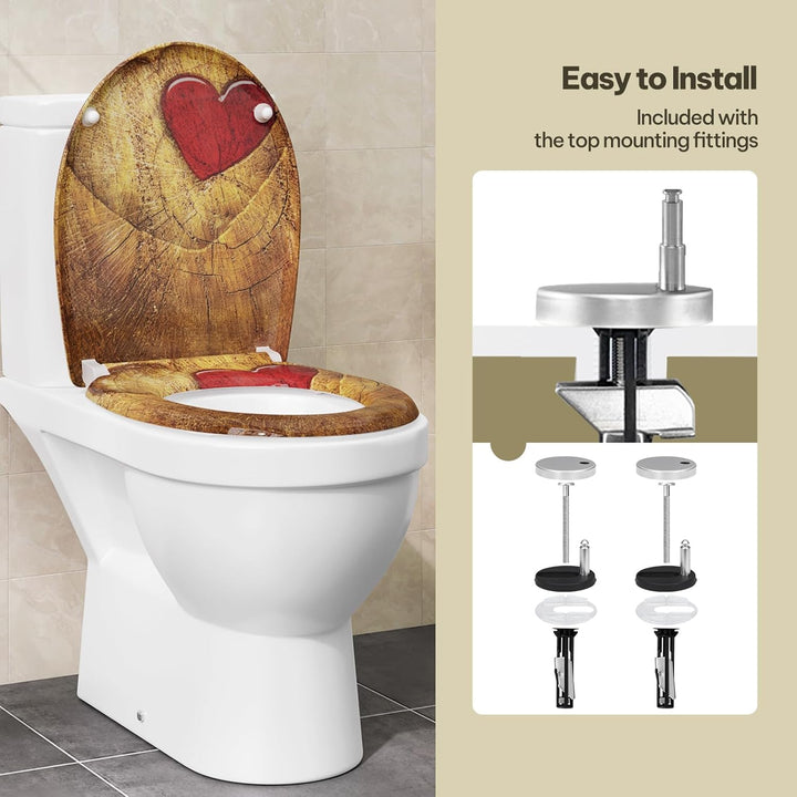 eSituro Toilettendeckel, WC Sitz mit Absenkautomatik, Klodeckel mit Schnellverschluss, 360° verstell