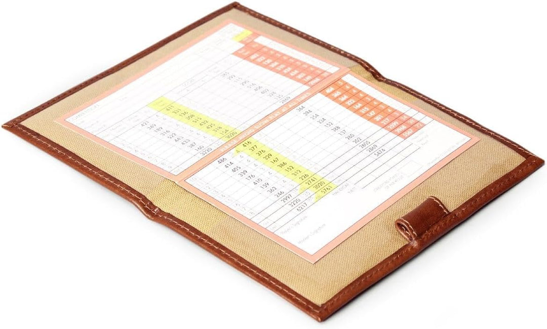 Maxwell Scott Hochwertiger Leder Golfkartenhalter Sestino in Cognac Braun, Cognac Braun