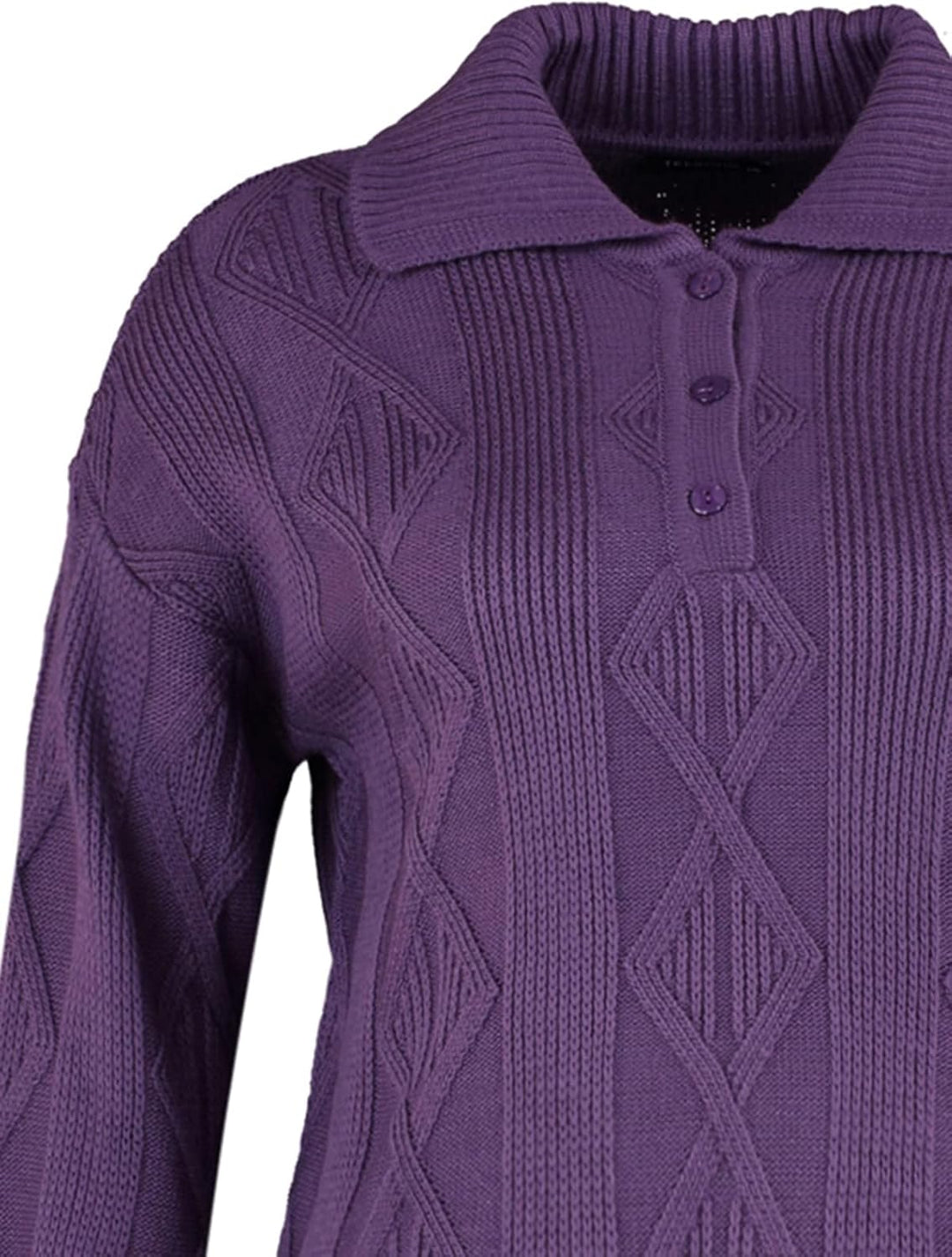 TRENDYOL Damen Polokragen Plain Regular Plus Size Pullover Sweatshirt XL Grosse Grössen Violett, XL