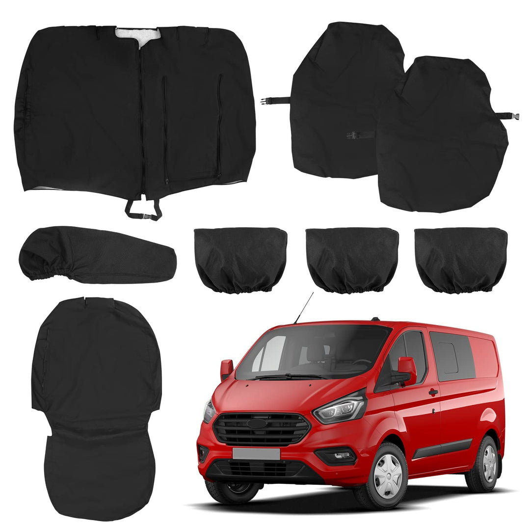 Soekodu Sitzbezüge kompatibel mit Ford Transit Custom 2013-2022 (3 Sitzer), 8er-Set Wasserdichter Vo