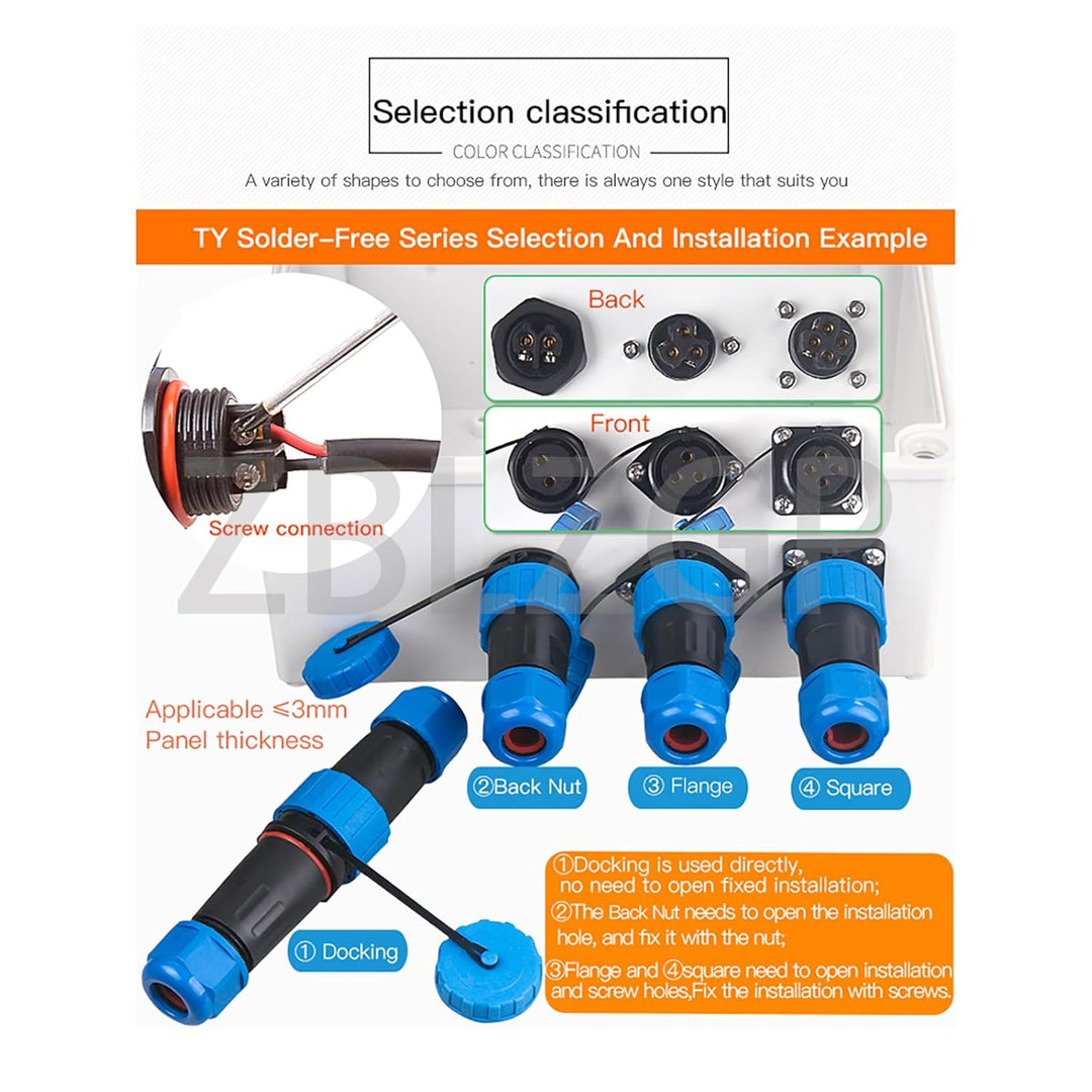 ZBLZGP TY28 Lötfreier Stecker Buchse IP68 Wasserdichter Steckverbinder 2-9 Pin Stromstecker Buchse S