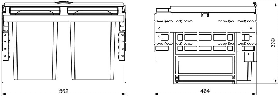 NABER Cox® Base 360 S/600-3 ohne Biodeckel Abfallsammler/Anthrazit / 2x 10 + 1x 22 L