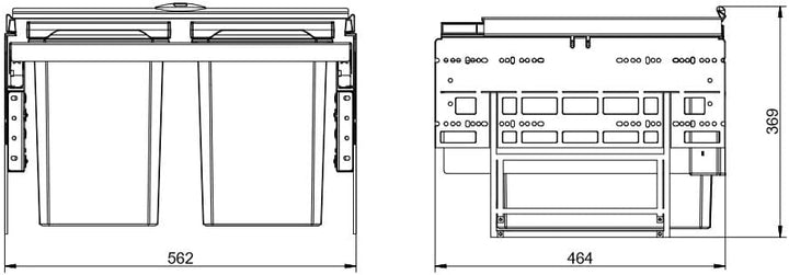 NABER Cox® Base 360 S/600-3 ohne Biodeckel Abfallsammler/Anthrazit / 2x 10 + 1x 22 L