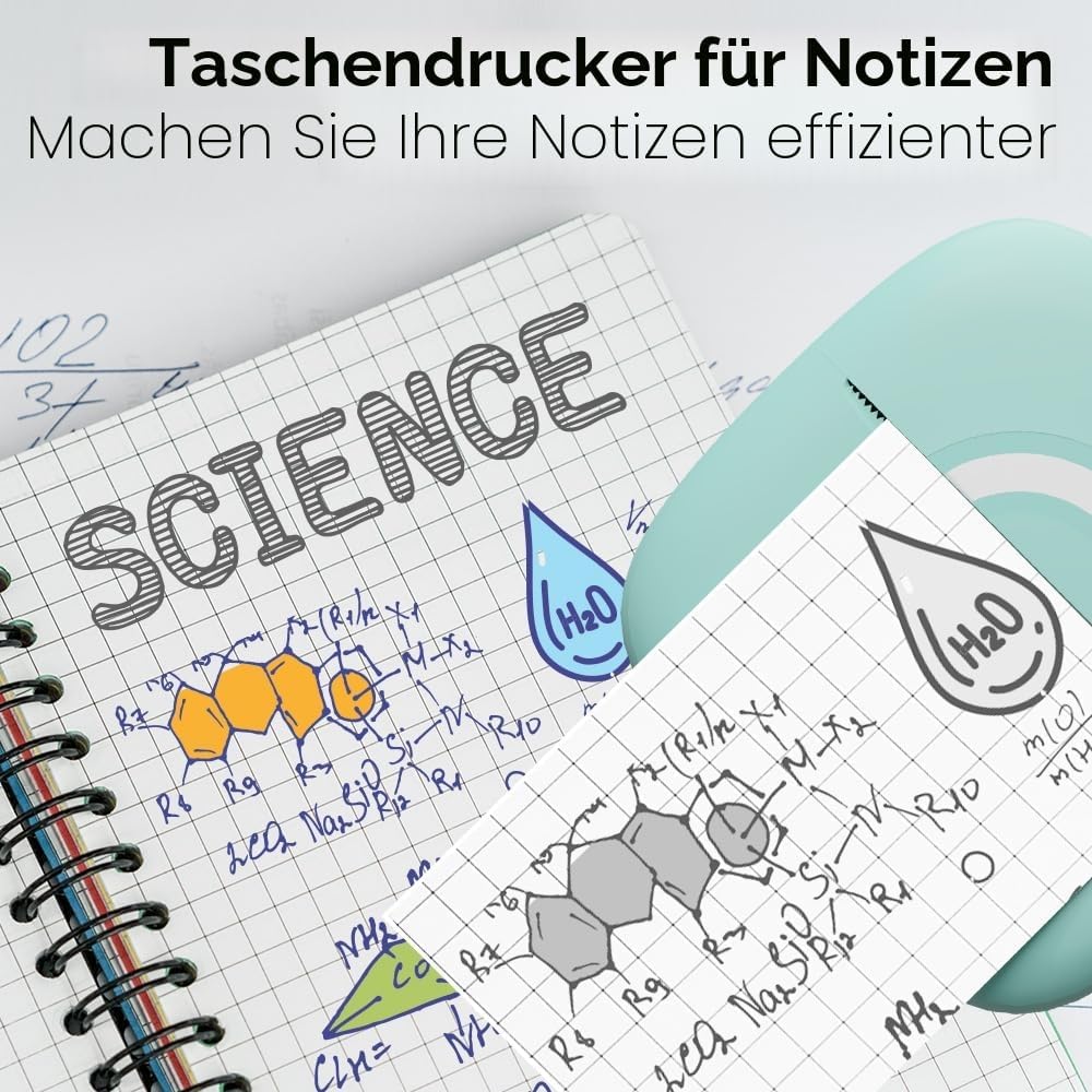 cabaro Mini Drucker Aufkleber Drucker Fotodrucker mit 3 Rollen Bluetooth Thermodrucker für Lernen, S