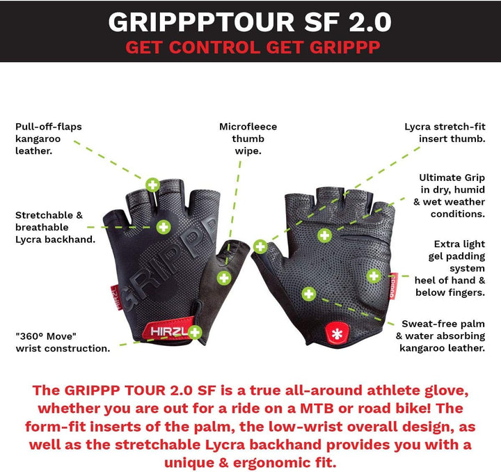 HIRZL GRIPPP Tour SF 2.0, Fahrradhandschuh Unisex Schwarz 4XL, Schwarz 4XL