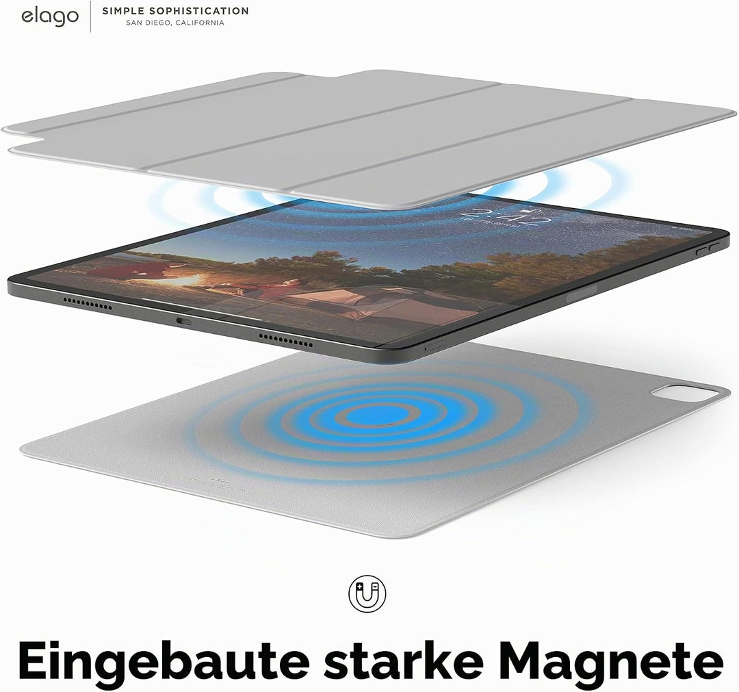 elago Magnetisches Folio Hülle Kompatibel mit iPad Pro 12.9" 6., 5., 4. Gen - Rückwand kann an Metal