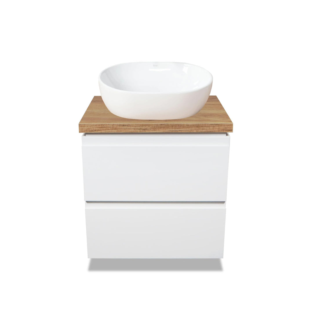 VBChome Badmöbel 50 cm Weiss Aufsatzwaschbecken 48x35 cm Aufsatzwaschtisch mit Waschbeckenunterschra