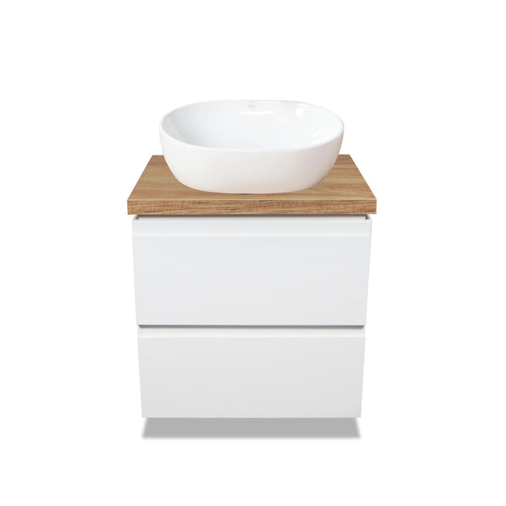 VBChome Badmöbel 50 cm Weiss Aufsatzwaschbecken 48x35 cm Aufsatzwaschtisch mit Waschbeckenunterschra