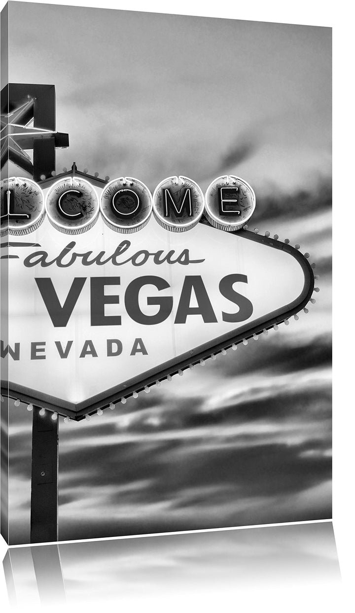 Pixxprint Las Vegas Schild / 100x70cm Leinwandbild bespannt auf Holzrahmen/Wandbild Kunstdruck Dekor