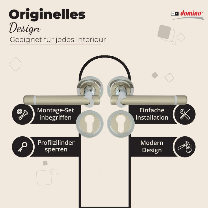 domino Türgriff DELPHI-R M6/M9 PZ-Profilzylinder Drückergarnitur für Zimmertüren Türdrücker-Set Rose