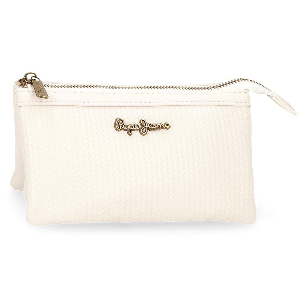 Pepe Jeans Lena Geldbörse drei Fächer weiss 17,5 x 9,5 x 2 cm Kunstleder Weiss dreifache Geldbörse,
