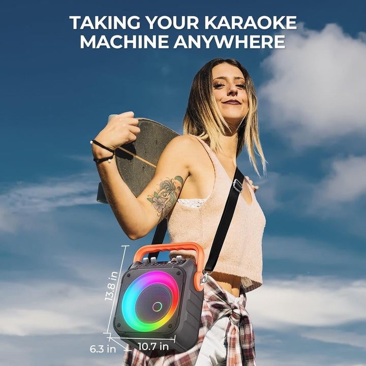 Ankuka Karaoke-Maschine mit 2 drahtlosen Mikrofonen Karaoke-Maschine für Erwachsene & Kinder, tragba