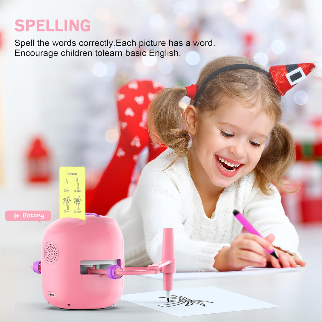 Drawing Robot for Kids,Montessori Educational Painting Toy for 5+ with Voice Interaction&16 Color Pe
