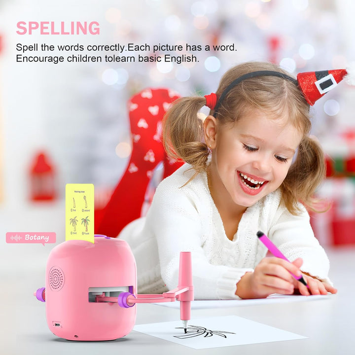 Drawing Robot for Kids,Montessori Educational Painting Toy for 5+ with Voice Interaction&16 Color Pe