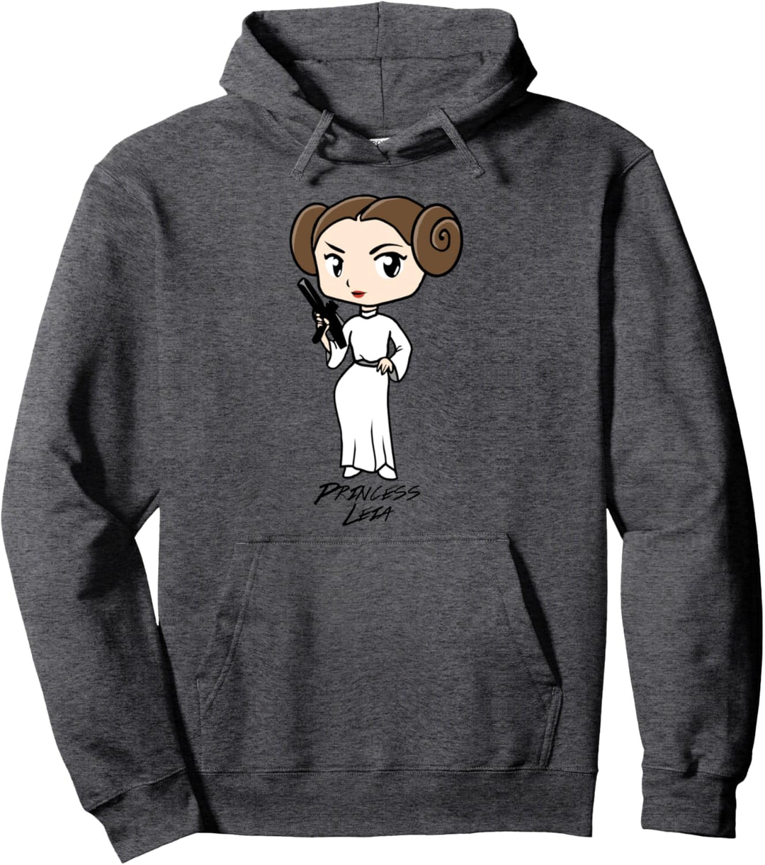 Star Wars Princess Leia Cartoon Blaster Up Pullover Hoodie