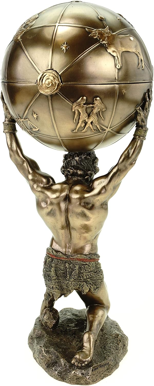 Atlas trägt die Welt auf s.Schultern bronziert Figur Skulptur