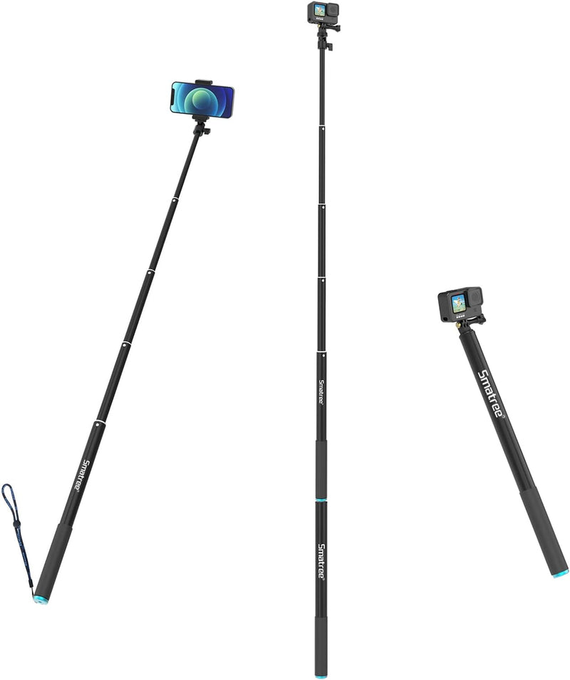 Smatree 220cm SmaPole Extendable Selfie Stick, Teleskopstange für GoPro Fusion, GoPro Hero 12/11/10/