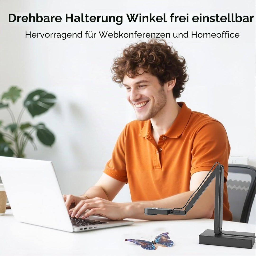 12MP Dokumentenkamera Schule, 4K Visualizer für Klassenzimmer - A3-Format, LED Licht, MIC, Drehen, S