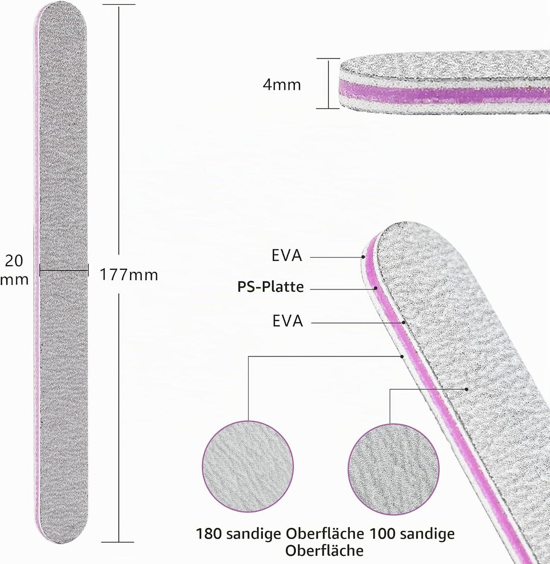 AYITOO 50 Stück Nagelfeilen 100/180 Feilen Nägel Doppelseitige Feilen für Gelnägel Nagelfeile Profi