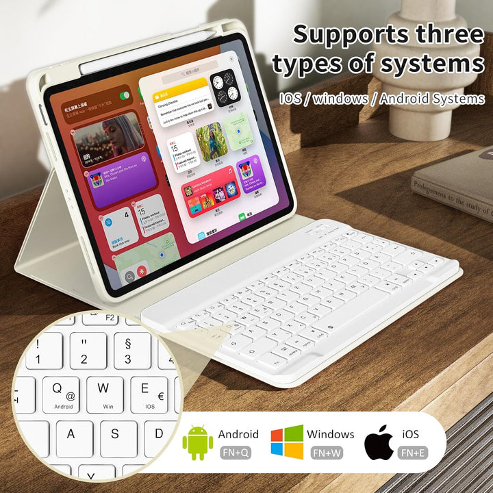 ZKTUYU Hülle mit Tastatur für iPad (A16) 11 Zoll 2025/10. Generation 10.9 Zoll 2022, Deutsch QWERTZ