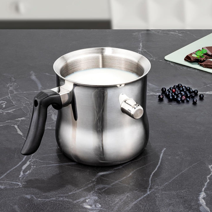 Milchtopf und Simmertopf 1,2 Liter doppelwandiger Edelstahl Topf, induktionsgeeignet - Milchtopf dop