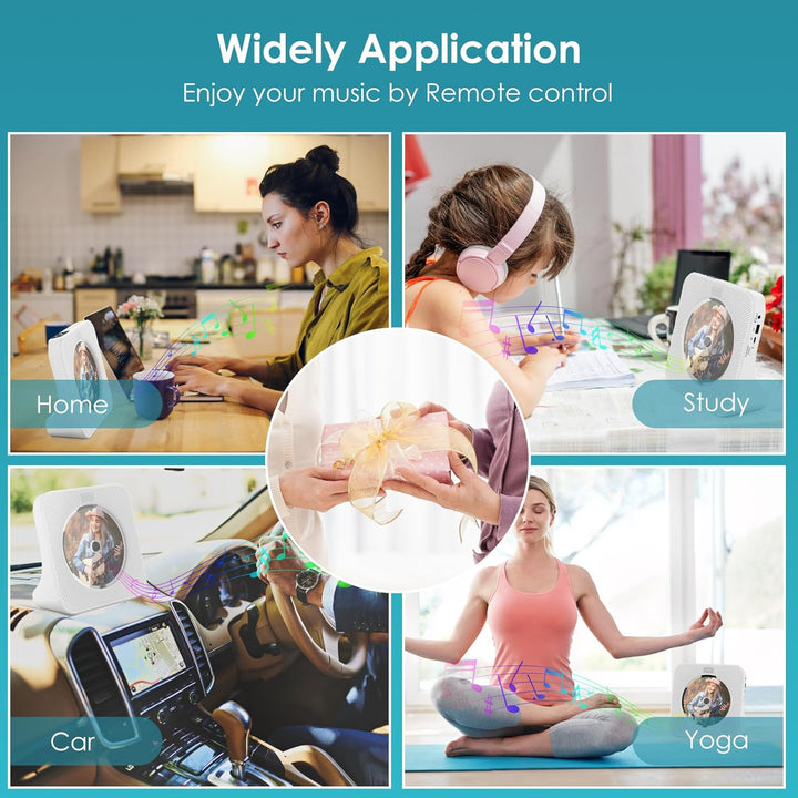 Gueray Tragbarer CD Player mit Bluetooth Desktop CD-Player mit 4000 mAh Akku für zu Hause Eingebaute