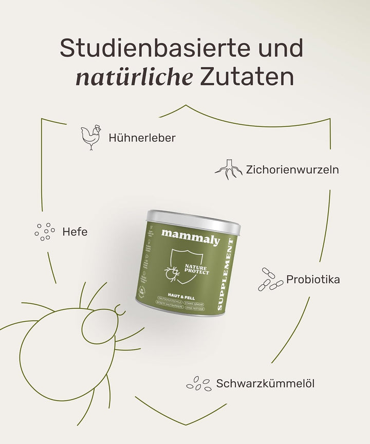 mammaly 12-in-1 Bierhefe Leckerli für deinen Hund - Super Nature Protect 60 Snacks (175g) - mit u. a