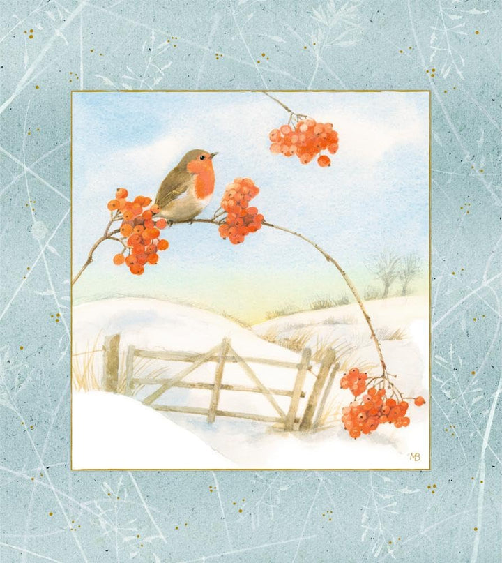 Wandkalender: Wintermorgen mit Rotkehlchen