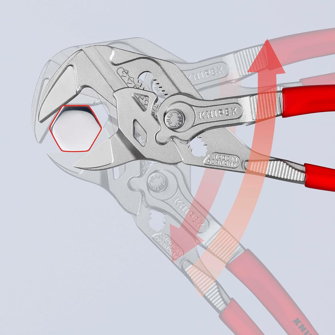 KNIPEX Zangenschlüssel, Multi-Schraubenschlüssel, Chrom-Vanadium, Rostschutz verchromt, 250 mm, 86 0