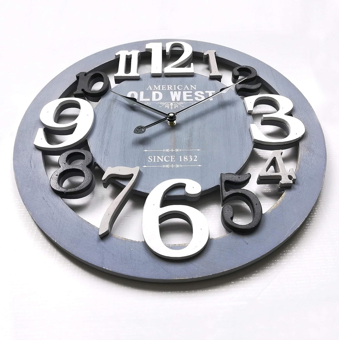 Rebecca Mobili Wohnzimmeruhr, Wanduhr, Holz MDF, Grau, modernes Design, Wohnaccessoire für Wohnberei