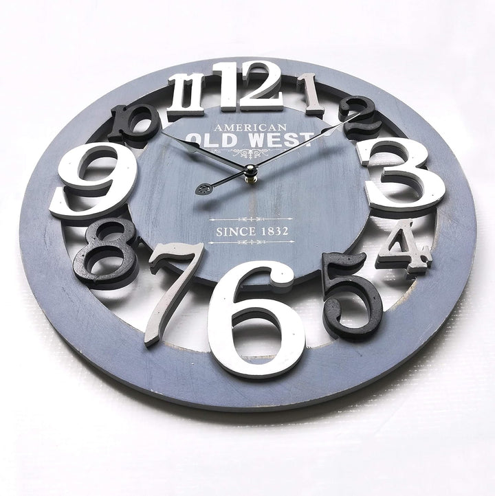 Rebecca Mobili Wohnzimmeruhr, Wanduhr, Holz MDF, Grau, modernes Design, Wohnaccessoire für Wohnberei