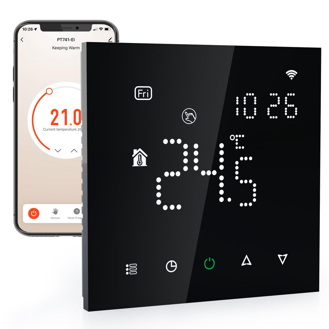 Elektrobock PT741B-EI Raumthermostat mit WiFi | Smartes Thermostat für Fussbodenheizung & Elektrohei