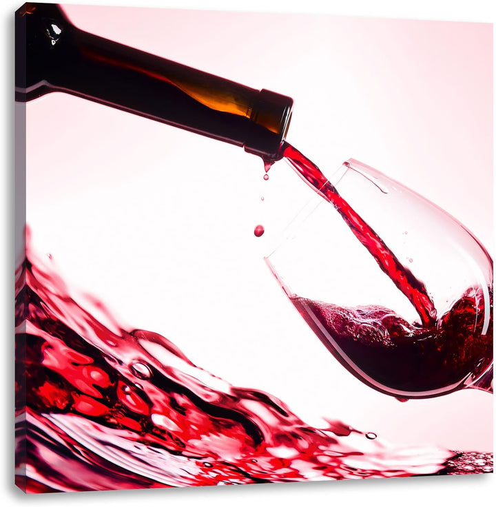 Pixxprint Wein, Format: 70x70 auf Leinwand, XXL riesige Bilder fertig gerahmt mit Keilrahmen, Kunstd